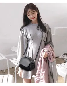 Stylish black mini leather crossbody shoulder bag for women daily fashion casual wear