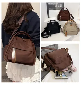 Stylish minimalist casual nylon crossbody shoulder handbag with large capacity for women