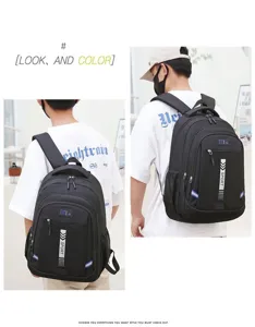 Schwarzer Laptoptucksack für Herren, robuster Schulranzen für Studenten und Reisen.
