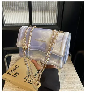 Fashion marble pattern chain shoulder bag for women stylish wave design crossbody bag