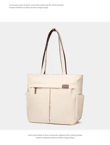 Casual nylon tote bag for women, stylish commuting shoulder bag with multiple pockets.
