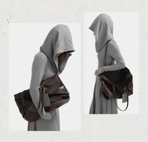 Large capacity soft leather tote bag for women, stylish commuter shoulder bag and casual design.