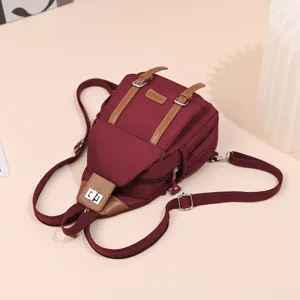 Damen wandelbarer Nylon Brusttasche Freizeit Multifunktions Rucksack weinrot stylisch