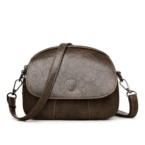 Borsa a tracolla vintage marrone da donna, elegante borsa a mano mini con design alla moda.