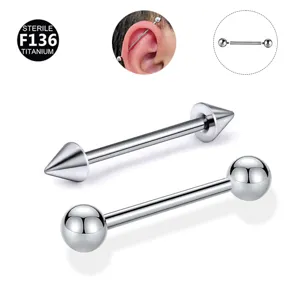 Piercing de Langue Barbell en Titane G23 Filetage Interne Double Tête Boule et Cône Bijoux de Corps Unisexe Style Punk