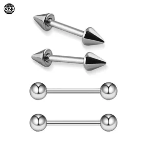 Bijou de piercing barbell en titane G23 filetage interne avec embouts boule et cône.