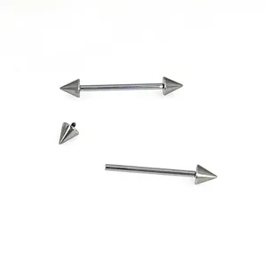 Bijou de piercing barbell droit en titane G23 avec des embouts coniques pointus.