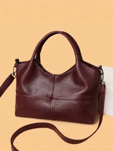 Borsa a mano da donna in pelle rosso vino grande tote tracolla per stile elegante