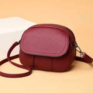 Women mini crossbody shoulder bag PU leather casual small round bag stylish handbag