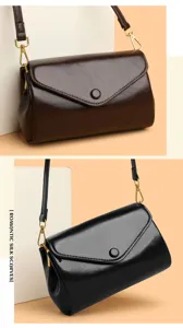 Detailed view of the stylish PU leather cross-body bag, showing texture and metal clasp.