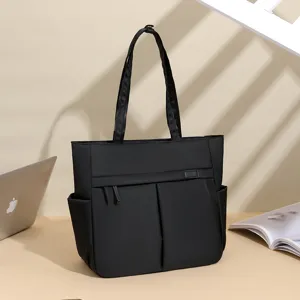 Stylish black tote bag for women, versatile shoulder handbag for daily work, commuter and office.