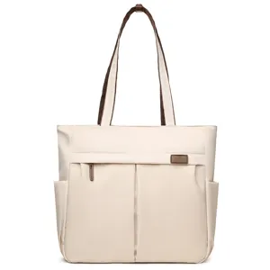 Casual minimalist beige tote bag for women daily commute travel lightweight shoulder handbag
