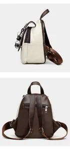 Stilvoller Damen Rucksack in Kontrastfarbe, lässige Arbeitstasche mit süßem Bären Anhänger.