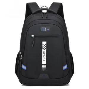 Schwarzer Schulrucksack für Damen und Herren, lässiger Reise Laptop Rucksack mit Fächern.