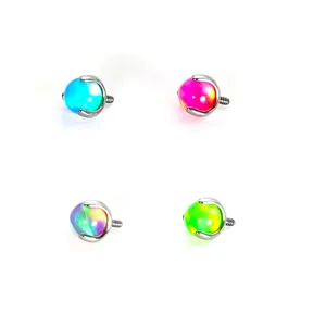 Titanium G23 piercing jewelry with colorful synthetic opal ball top for body art accessories