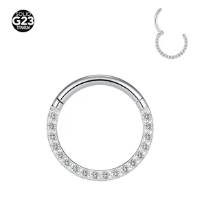 Anneau de nez charnière en titane G23 avec oxyde de zirconium piercing cartilage oreille
