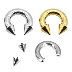 Minimalist Stainless Steel Horseshoe Piercing Ring Polished Cone Circular Barbell For Nose Lip Ear Septum Body Piercing Jewelry Unisex