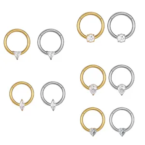 Aro de Labio de Aleación de Titanio con Strass Pendiente Aro de Septo Piercing Joyas de Cuerpo para Unisex