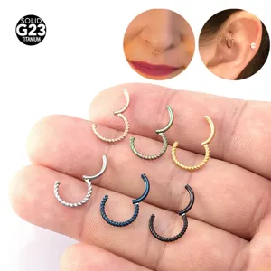 G23 Titanium Twist Hinge Segment Ring Nose Hoop Cartilage Earring Body Piercing Jewelry