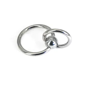 Anneau à Bille Captive à Double Boucle en Acier Titane pour Hommes Bijoux de Piercing Polis Argent Anneau Captif de Grand Diamètre