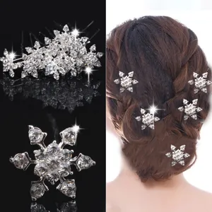 Superbes épingles à cheveux de mariée flocon de neige en strass, fourche élégante mariage.