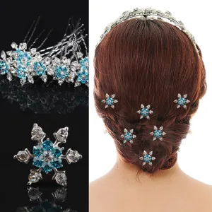 Set d'épingles à cheveux flocon de cristal mariée, pinces élégantes en alliage.