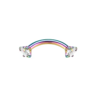 Regenboog Gebogen Barbell Wenkbrauw Piercing Sieraden met Duidelijke Zirkonia Hoofdfoto