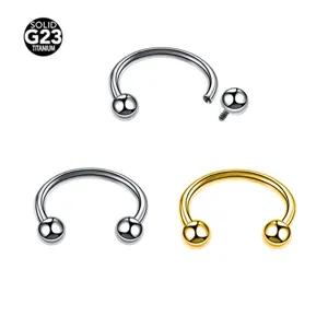G23 Titanium Internal Thread Horseshoe Ring Circular Barbell Nose Ring Lip Ring Piercing Body Jewelry For Men Women