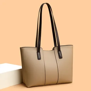 Women's Large Capacity PU Leather Tote Bag Minimalist Fashion Casual Shoulder Bag Daily Commuter Handbag