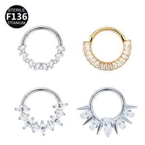 Titanlegierung Strass Nasenring Marquise Septum Clicker Geometrischer Body Piercing Reifen Schmuck Für Damen Herren Punk Zubehör