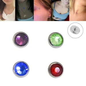 F136 G23 Titanium Dermal Anchor Tops Body Piercing Jewelry Internal Thread Zirconia Inlaid Replacement Dermal Tops Accessories For Women Men