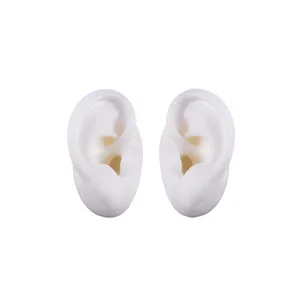 Silicone human ear model set for jewelry display, tattoo training, and piercing practice, soft.
