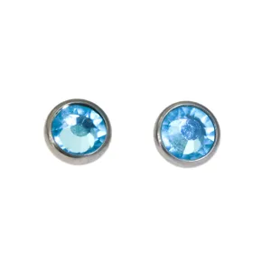 Titanium dermal anchor top piercing jewelry with light blue crystal round stud design