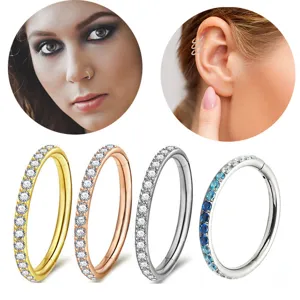 G23 Titanium Nose Ring Hinged Segment Hoop Cartilage Earring Body Piercing Jewelry