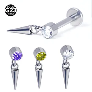 G23 Titan Piercing Stecker mit Zirkonia hängendem Dorn Labret Body Körperschmuck