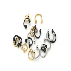 316L Stainless Steel Horseshoe Ring Body Piercing Jewelry Circular Barbell Septum Ring