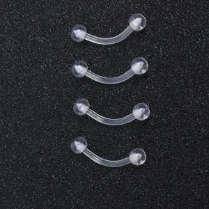 Transparentes Acryl gebogenes Hantel Piercing Set für Lippe, Augenbraue und Zunge Schmuck.