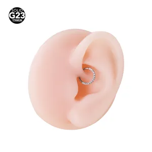 Superbe anneau segment charnière en titane G23 avec zircone pour piercing cartilage mode.
