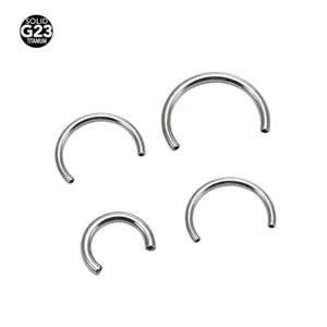 Detail view of G23 titanium horseshoe ring piercing bar internal thread body jewelry parts