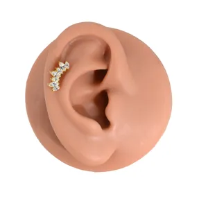 Close-up detail G23 titanium markies zirkonia kraakbeen piercing oorknop sieraden.