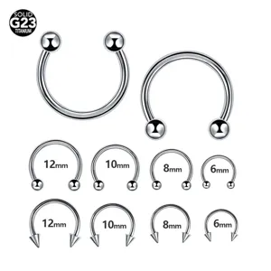 G23 Titanium Horseshoe Ring Circular Barbell Piercing Jewelry with Balls and Spike Ends