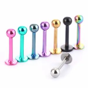 Bunte Edelstahl Labret Piercing Stecker fuer Ohr Lippe und Koerperschmuck 1.2mm.
