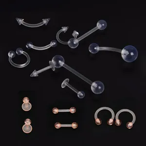 Klar Flexibel Acryl Lippenring Augenbrauen Piercing Unsichtbar Zungenpiercing Nase Hufeisenring Bauchnabelpiercing Körperschmuck