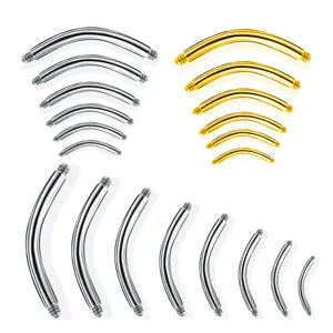 Minimalist Stainless Steel Curved Barbell Piercing Jewelry Eyebrow Belly Button Ring Replacement Bar