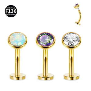 Piercing de Ombligo de Titanio Ópalo Sintético Strass Barra Curvada Joya Corporal para Mujeres Hombres