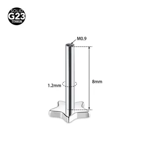 G23 titanium internal threaded star flat back labret stud piercing detail dimension chart