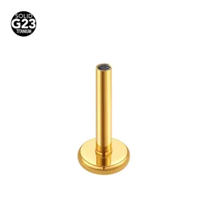 G23 Titanium Labret Stud Post Internal Thread Body Piercing Jewelry Gold Flat Back 1pc