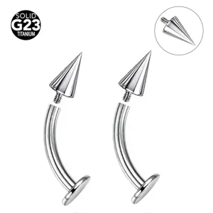 G23 Titanium Alloy Lip Ring Ear Cartilage Piercing Jewelry Internal Thread Sharp Cone Curved Bar Body Piercing
