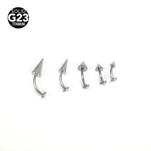 G23 Titanium Curved Barbell Lip Ring Spike Piercing Jewelry Set in Five Different Sizes