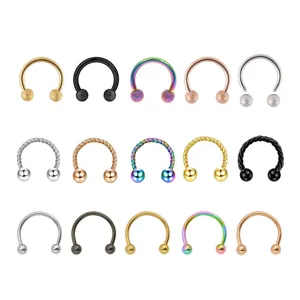 316L Stainless Steel Horseshoe Ring Circular Barbell Septum Nose Ring Body Piercing Jewelry For Women And Men